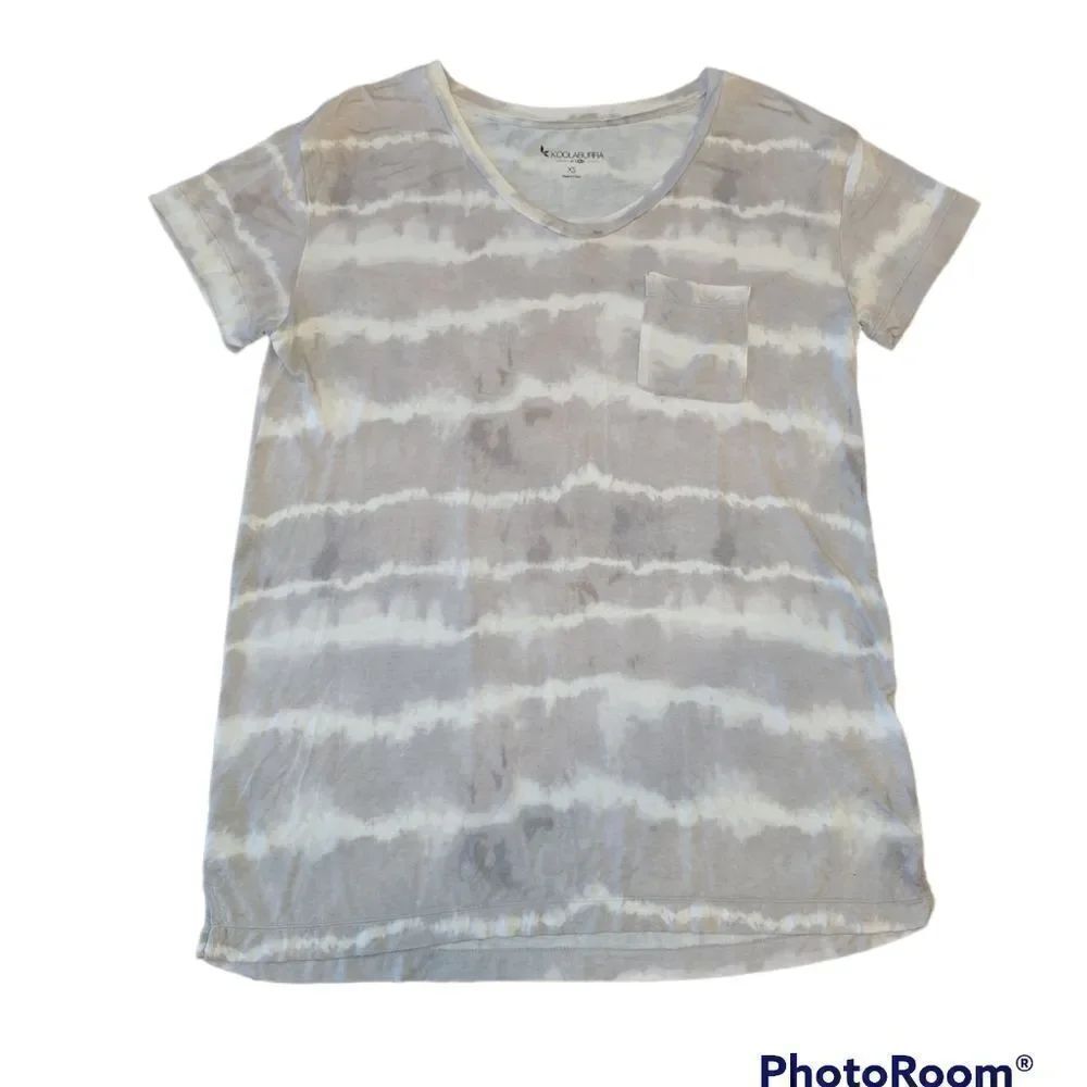 KOOLABURRA BY UGG Grey Tie Dye Look Short Sleeve Lounge T-shirt XS